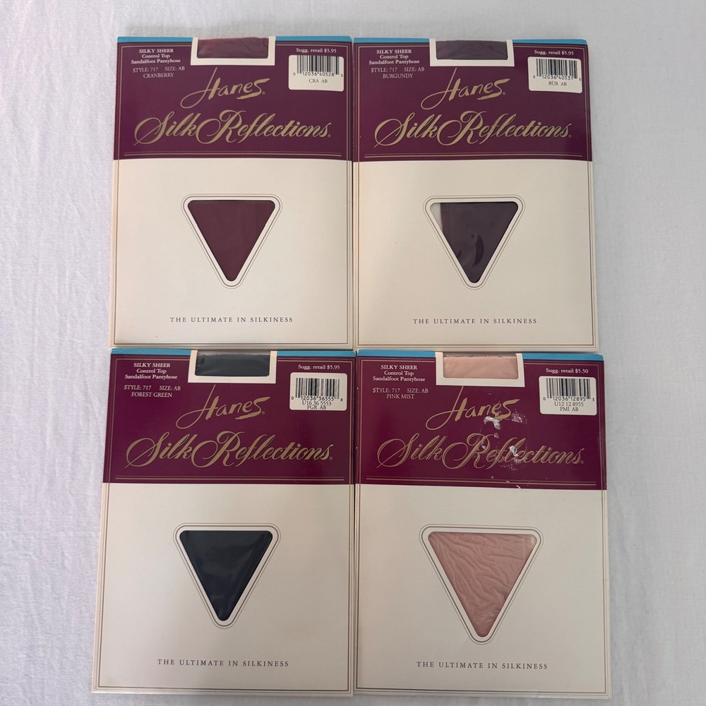 Hanes Silk Reflections Pantyhose Women AB Multi 4pk Control Top Sandalfoot 717